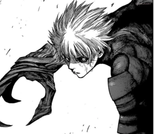Ken Kaneki em painel em preto e branco do mangá Tokyo Ghoul