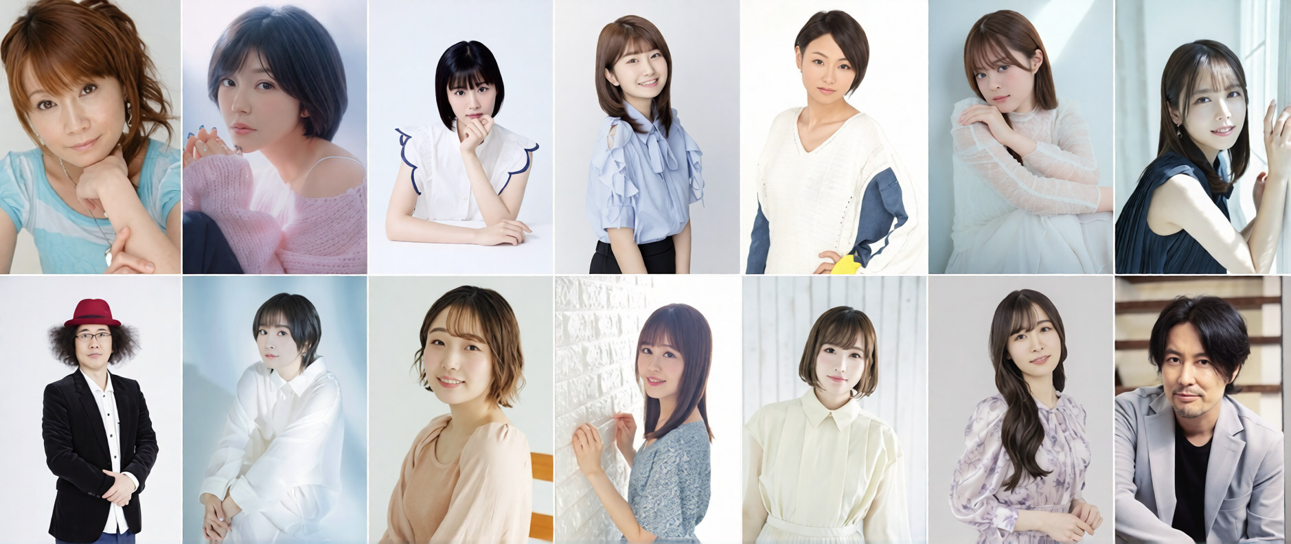 Montagem com os 14 dubladores do elenco adicional de Tensei Goblin dakedo Shitsumon Aru?