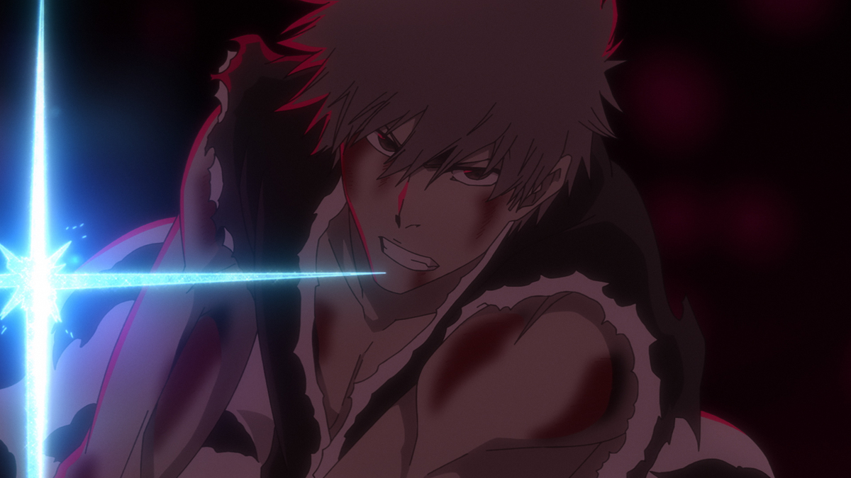Ichigo Kurosaki encara uma luz azul em forma de cruz na prévia oficial do episódio 49 de Bleach TYBW